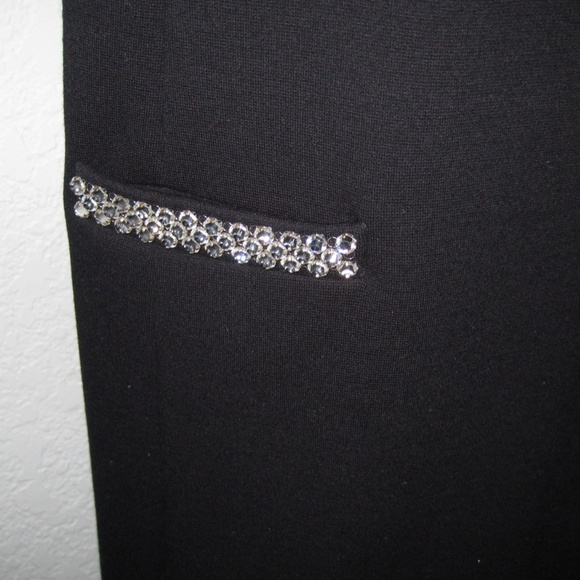 60s Style Black Wool Saint Laurent Mini Dress with Crystal Detail 36FR - Picture 5 of 9